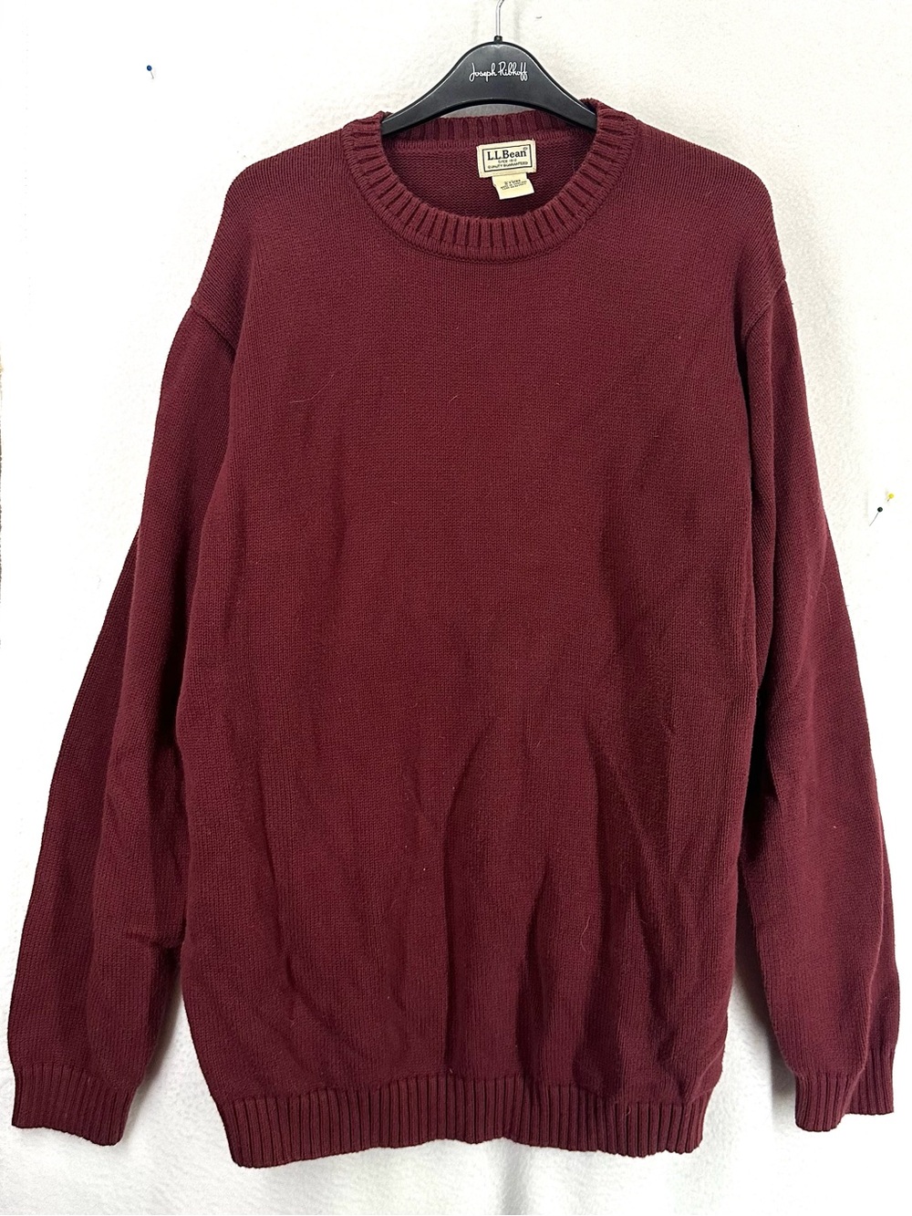 L.L.Bean Men’s XL Tall Burgundy 100% Cotton Crewneck Pullover Sweater